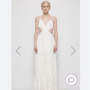 Jonathan Simkhai Liz Pleated Gown White Bridal Cutouts Maxi